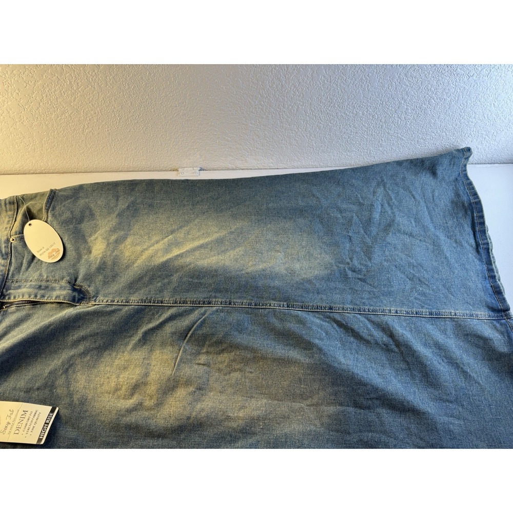 Sexy Fab High Rise Long A-Line Denim Stretch Skirt Blue QQ-1321T Womens 9